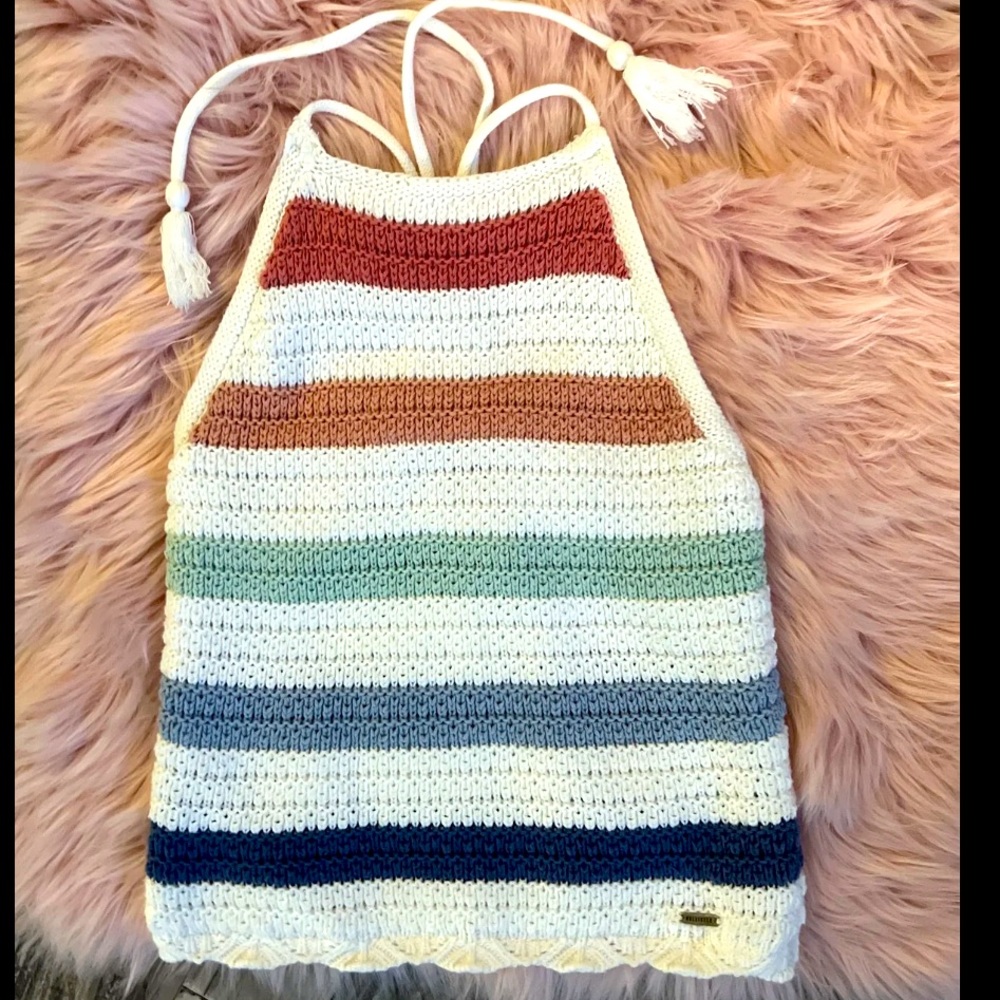 Hollister Crotchet Knit Striped Halter top